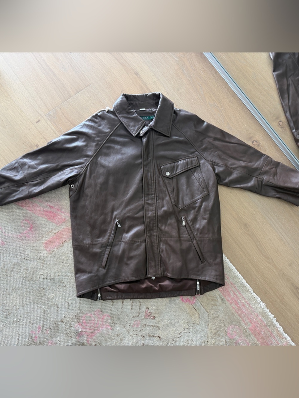 Lauren by Ralph Lauren Chocolate Brown Leather Jacket